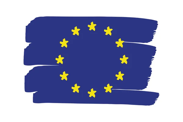 ベクトル形式で手描き線で描かれた欧州連合旗 — ストックベクタ