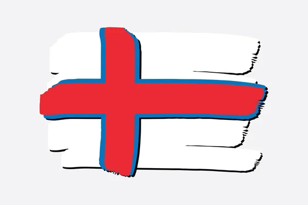 Flagge Der Färöer Mit Farbigen Handgezeichneten Linien Vektorformat — Stockvektor