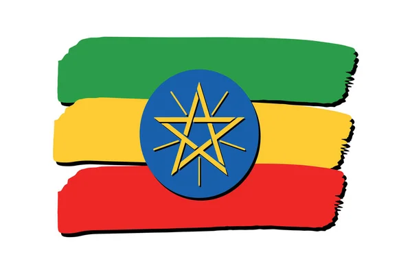 エチオピアベクトル形式で手描き線で旗 — ストックベクタ