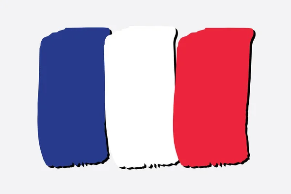 带彩色手绘矢量线的法国国旗 — 图库矢量图片