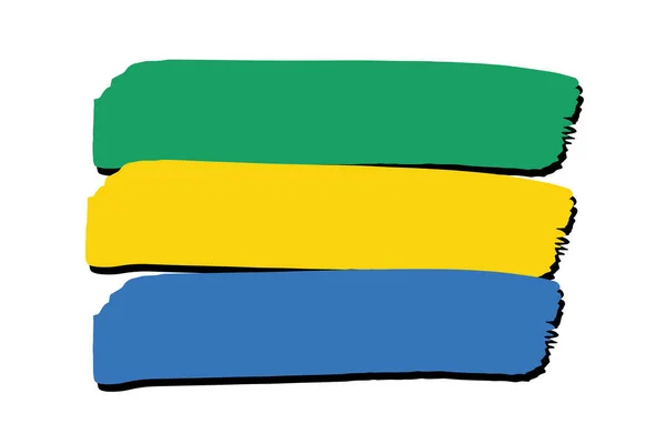 Gabon Vlag Met Gekleurde Hand Getrokken Lijnen Vector Formaat — Stockvector