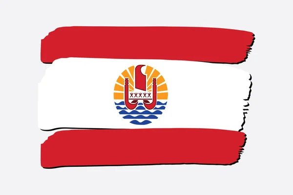 フランス領ポリネシアの旗ベクトル形式で手描き線で旗 — ストックベクタ