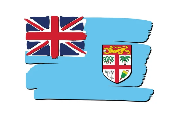 Флаг Фиджи Цветными Ручными Линиями Векторном Формате — стоковый вектор