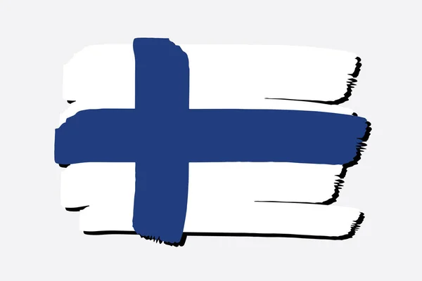 Finnland Flagge Mit Farbigen Handgezeichneten Linien Vektorformat — Stockvektor