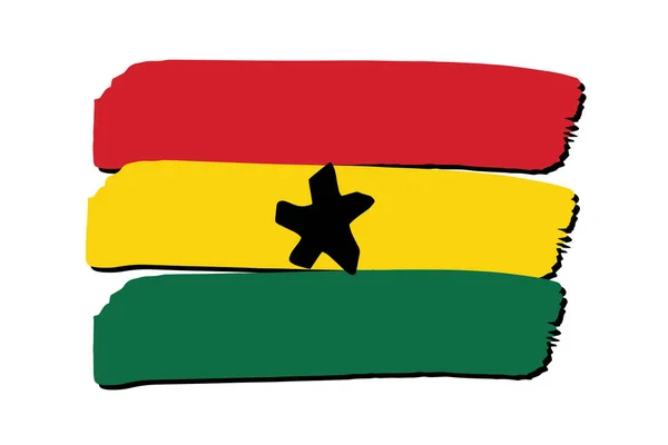 Bandeira Gana Com Linhas Desenhadas Mão Coloridas Formato Vetorial — Vetor de Stock