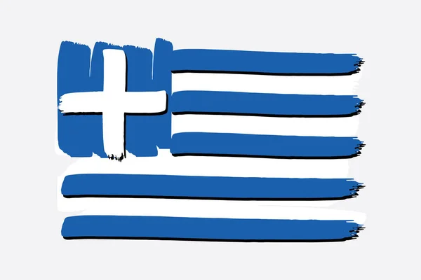 Bandera Grecia Con Líneas Dibujadas Mano Colores Formato Vectorial — Archivo Imágenes Vectoriales