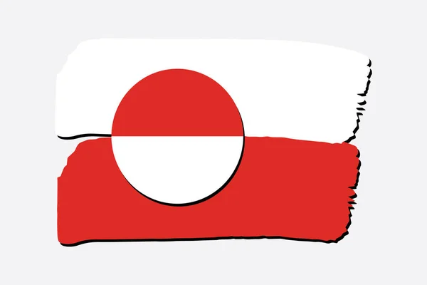 Bandeira Groenlândia Com Linhas Desenhadas Mão Coloridas Formato Vetorial — Vetor de Stock