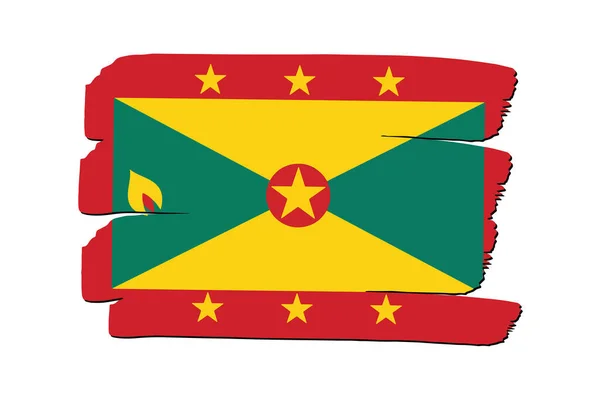 Grenada Flagge Mit Farbigen Handgezeichneten Linien Vektorformat — Stockvektor