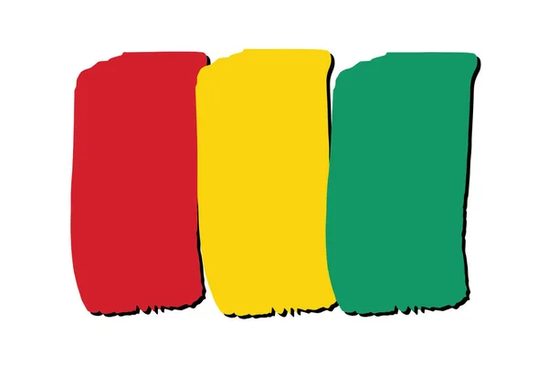 Guinea Flagge Mit Farbigen Handgezeichneten Linien Vektorformat — Stockvektor