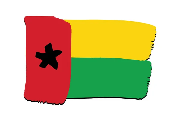 Guinea Bissau Bandiera Con Linee Colorate Disegnate Mano Formato Vettoriale — Vettoriale Stock