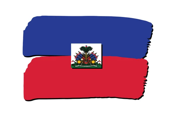 带彩色手绘矢量线的海地国旗 — 图库矢量图片
