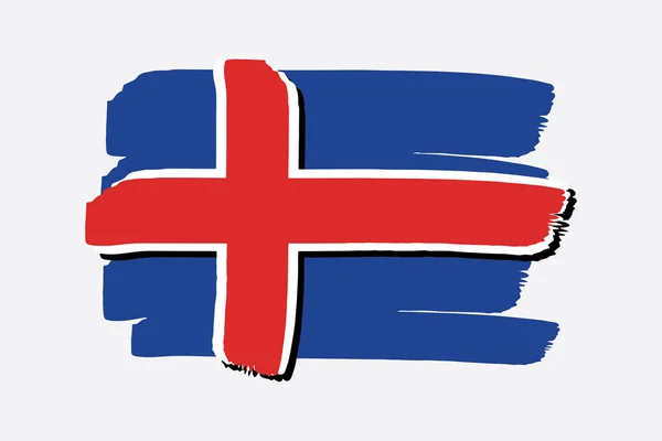 Islândia Bandeira Com Linhas Desenhadas Mão Coloridas Formato Vetorial — Vetor de Stock