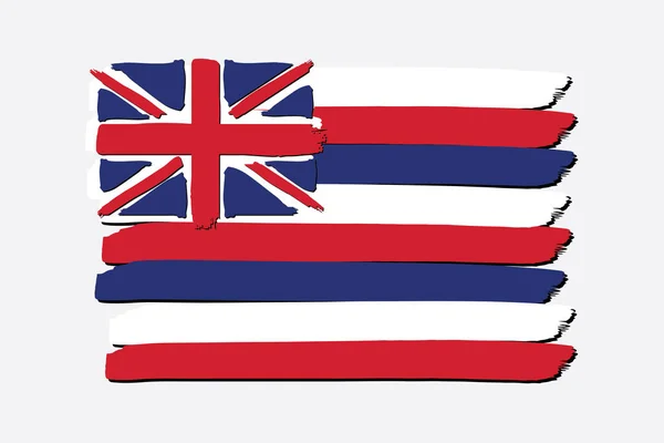 Bandeira Havaí Com Linhas Desenhadas Mão Coloridas Formato Vetorial — Vetor de Stock