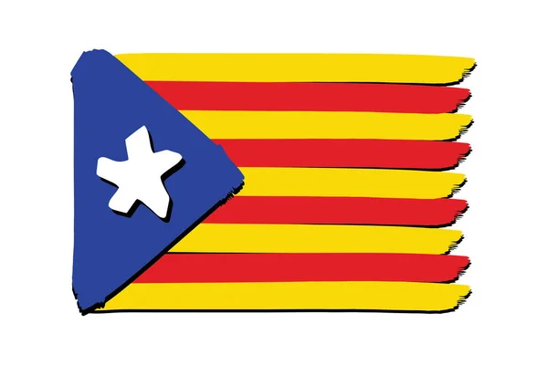 ベクトル形式で手描き線で彩色された独立したカタルーニャ国旗 — ストックベクタ