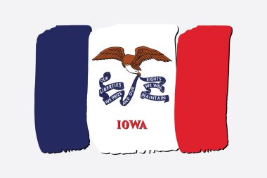 Iowa eyalet bayrağı renkli el ile çizilmiş çizgiler Vektör formatında