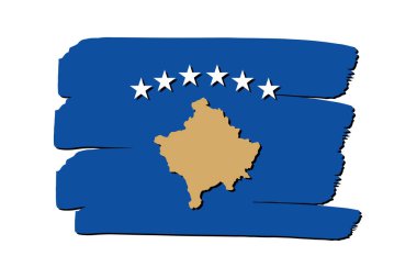 Kosova bayrağı renkli el ile çizilmiş çizgiler Vektör formatında