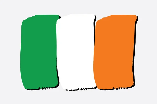 Irlanda Bandiera Con Linee Colorate Disegnate Mano Formato Vettoriale — Vettoriale Stock