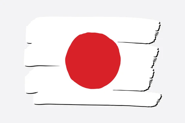 带彩色手绘矢量线的日本国旗 — 图库矢量图片
