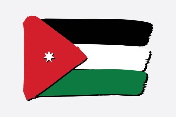 Jordan Flag Colored Hand Drawn Lines Vector Format — Stock Vector