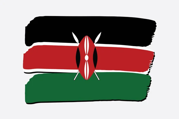 Kenya Bayrak Renkli Ile Çizilmiş Çizgiler Vektör Formatında — Stok Vektör