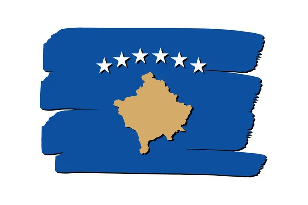 Bandiera Kosovo Con Linee Colorate Disegnate Mano Formato Vettoriale — Vettoriale Stock