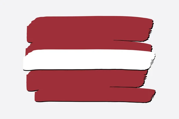 Letland Vlag Met Gekleurde Handgetekende Lijnen Vectorformaat — Stockvector