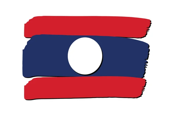 Laos Bandeira Com Linhas Desenhadas Mão Coloridas Formato Vetorial — Vetor de Stock