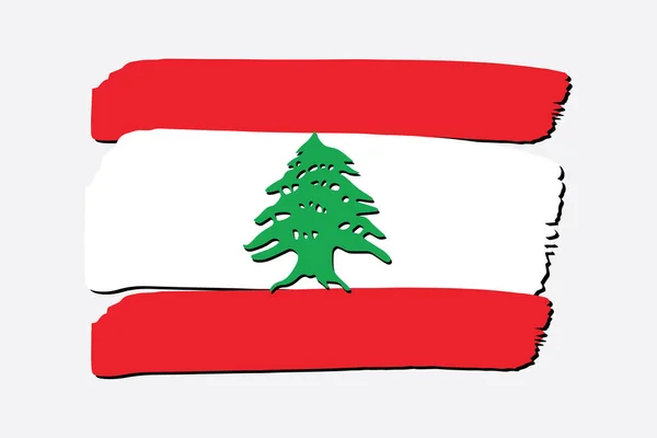 Lübnan Bayrağı Renkli Ile Çizilmiş Çizgiler Vektör Formatında — Stok Vektör