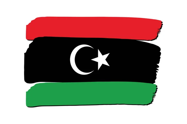 Libya Bayrağı Renkli Ile Çizilmiş Çizgiler Vektör Formatında — Stok Vektör