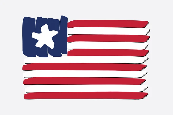 Liberijská Vlajka Barevnými Ručně Kreslenými Čárami Vektorovém Formátu — Stockový vektor