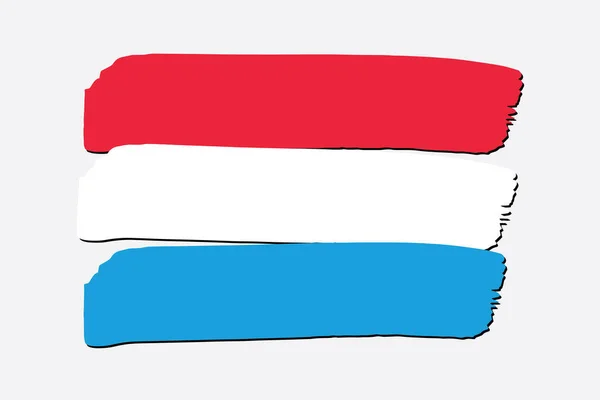 Bandera Luxemburgo Con Líneas Dibujadas Mano Color Formato Vectorial — Vector de stock
