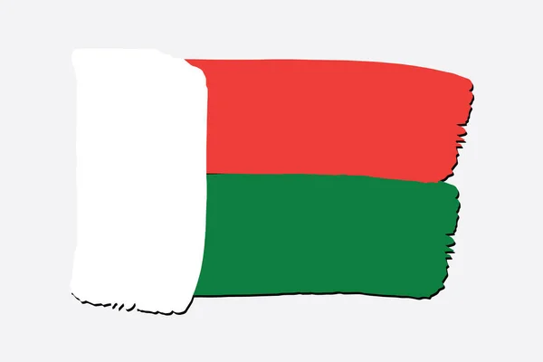 Madagaskarská Vlajka Barevnými Ručně Kreslenými Čárami Vektorovém Formátu — Stockový vektor