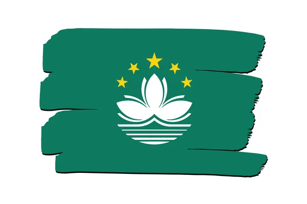 Macau Flag Med Farvede Håndtegnede Linjer Vektorformat – Stock-vektor