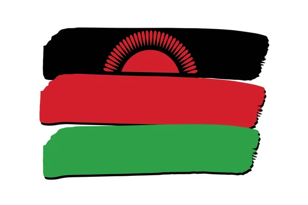 Malawi Vlajka Barevnými Ručně Kreslené Čáry Vektorovém Formátu — Stockový vektor
