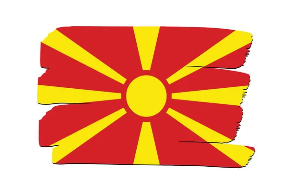 Mazedonien Flagge Mit Farbigen Handgezeichneten Linien Vektorformat — Stockvektor