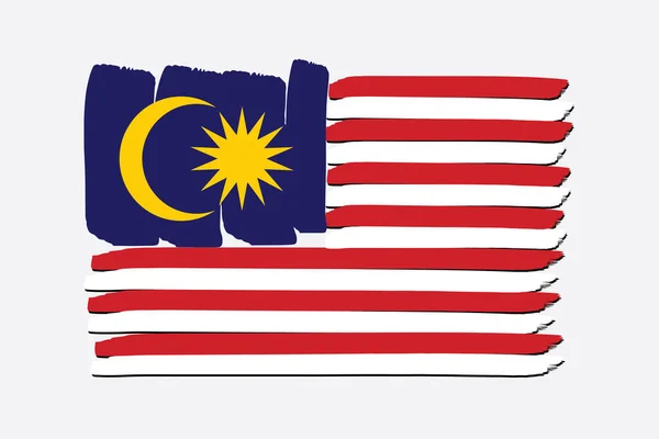 Malaysia Flagge Mit Farbigen Handgezeichneten Linien Vektorformat — Stockvektor