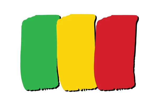Mali Flagge Mit Farbigen Handgezeichneten Linien Vektorformat — Stockvektor