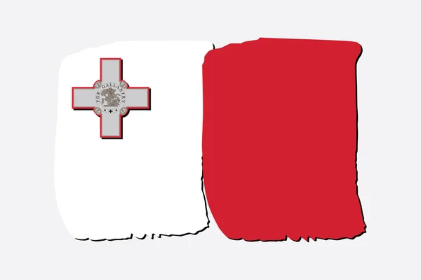 Malta Bandiera Con Linee Colorate Disegnate Mano Formato Vettoriale — Vettoriale Stock