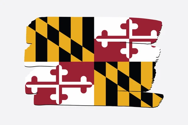 Maryland State Flag Con Líneas Dibujadas Mano Color Formato Vectorial — Vector de stock
