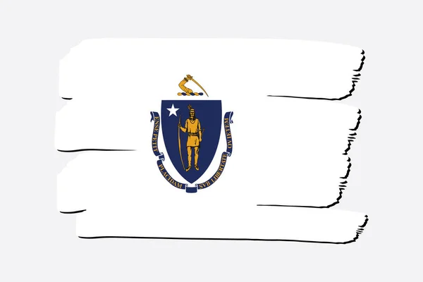 Flaga Stanu Massachusetts Kolorowych Ręcznie Rysowane Linie Formacie Wektorowym — Wektor stockowy