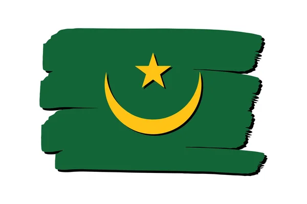 Mauritanië Vlag Met Gekleurde Handgetekende Lijnen Vector Formaat — Stockvector