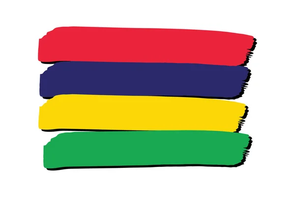Bandeira Maurícia Com Linhas Desenhadas Mão Coloridas Formato Vetorial — Vetor de Stock