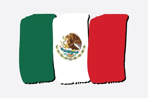 Meksika Bayrağı Renkli Ile Çizilmiş Çizgiler Vektör Formatında — Stok Vektör