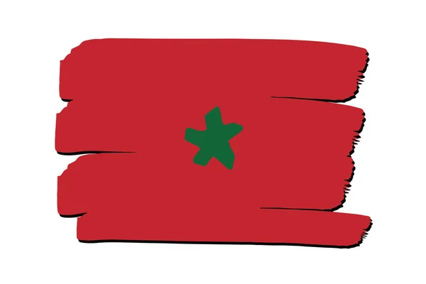 Maroc Drapeau Avec Des Lignes Dessinées Main Format Vectoriel — Image vectorielle