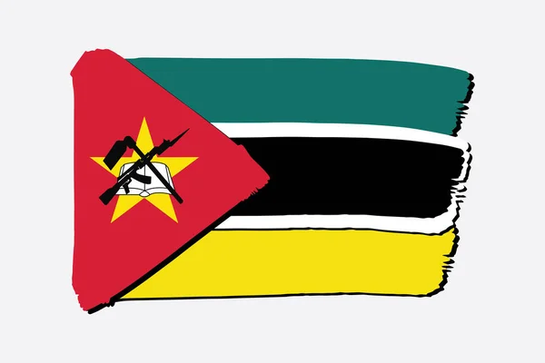 Mosambik Flagge Mit Farbigen Handgezeichneten Linien Vektorformat — Stockvektor