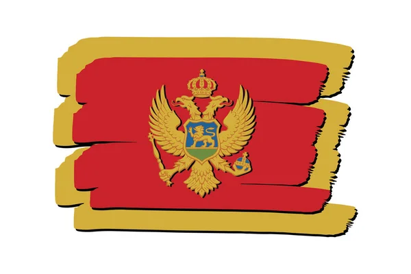 Montenegro Vlag Met Gekleurde Hand Getrokken Lijnen Vector Formaat — Stockvector