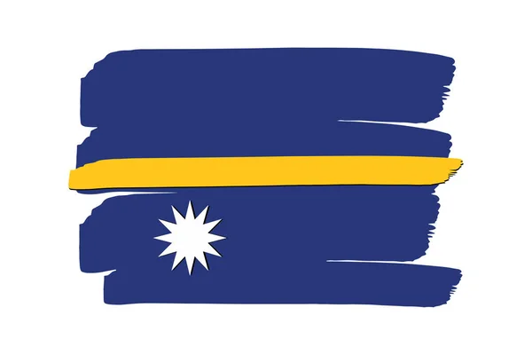 Nauru Vlag Met Gekleurde Hand Getrokken Lijnen Vector Formaat — Stockvector