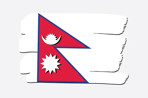 带彩色手绘矢量线条的尼泊尔国旗 — 图库矢量图片
