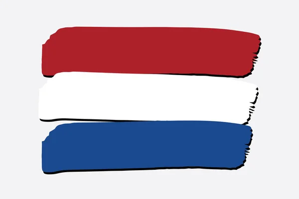 Niederländische Flagge Mit Farbigen Handgezeichneten Linien Vektorformat — Stockvektor