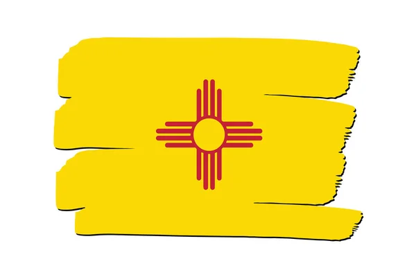 New Mexico State Flag Colored Hand Drawn Lines Vector Format — Stock Vector